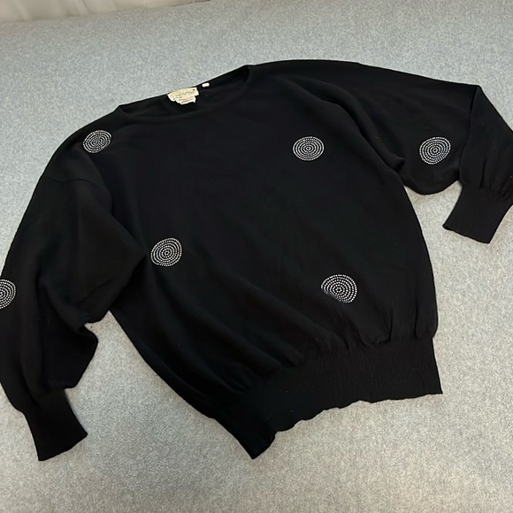 Vintage Gianni Versace Cashmere Sweater Womens Medium Rhinestones Old Money - Picture 15 of 15